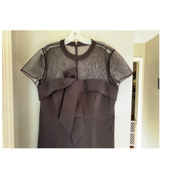 Sophisticated Black Short Sleeve and Mesh Jumpsuit with Bow Detail- size 16 - Picture 6 of 8